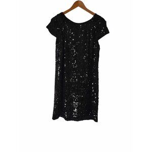 Banana Republic Women's 12 Black Sequin Tunic Retro Night Out Prom Party Dress